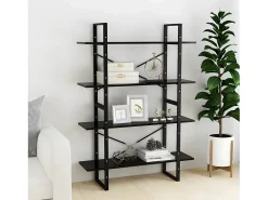 Estantería de 4 niveles madera contrachapada negro 100x30x140cm