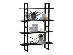 Estantería de 4 niveles madera contrachapada negro 100x30x140cm