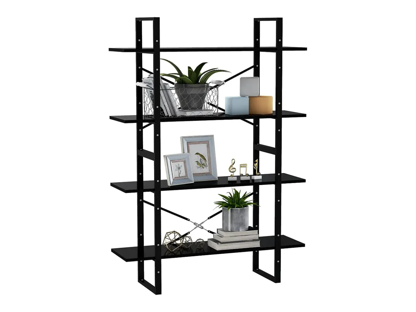 Estantería de 4 niveles madera contrachapada negro 100x30x140cm