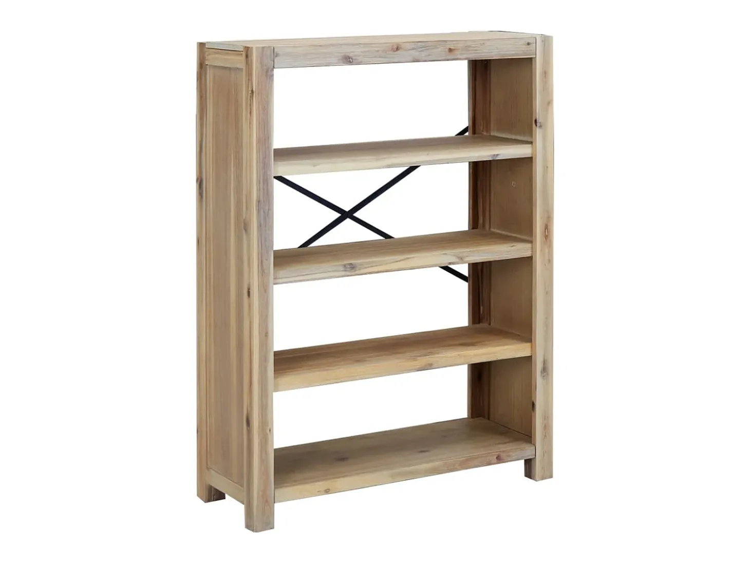 Estantería de 4 niveles madera maciza de acacia 80x30x110 cm