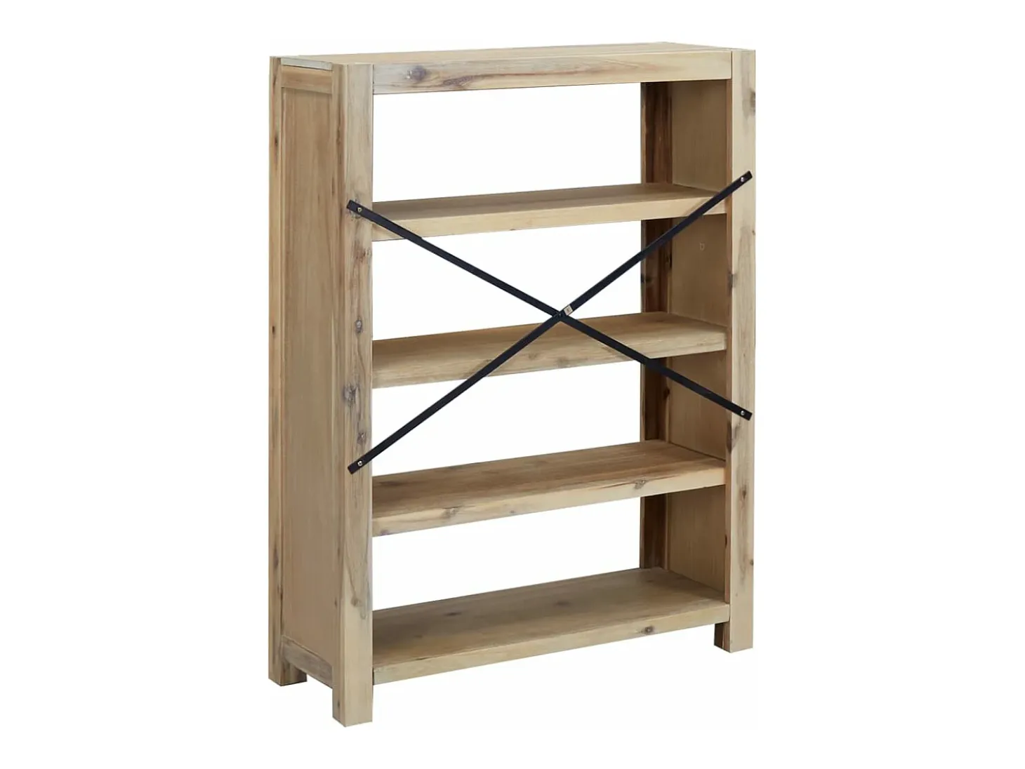 Estantería de 4 niveles madera maciza de acacia 80x30x110 cm