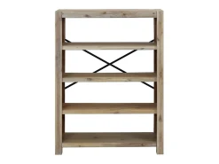 Estantería de 4 niveles madera maciza de acacia 80x30x110 cm