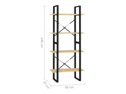 Estantería de 4 niveles madera maciza de pino 60x30x140 cm
