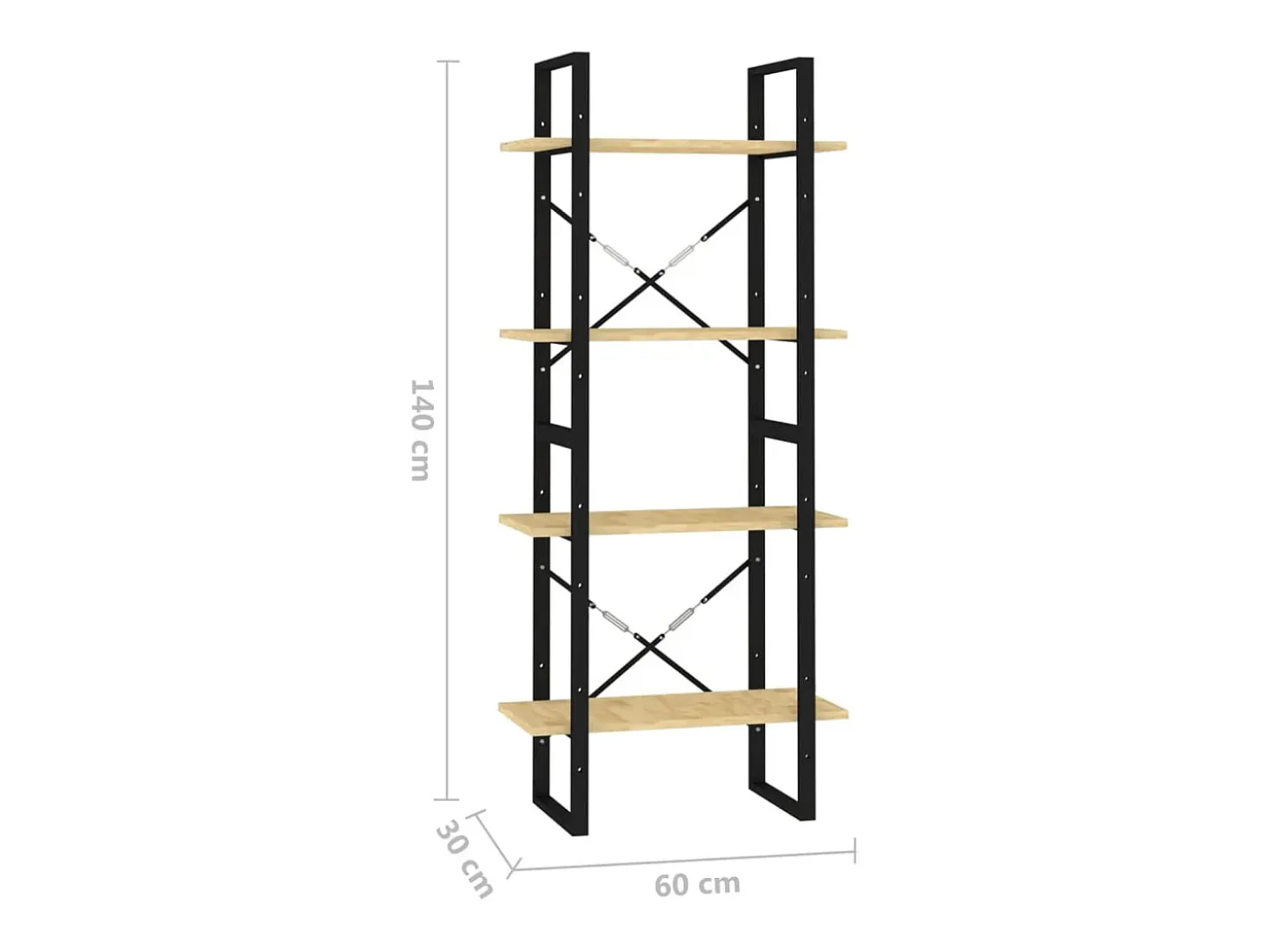 Estantería de 4 niveles madera maciza de pino 60x30x140 cm