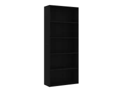 Estantería de 5 niveles madera contrachapada negra 80x30x189 cm