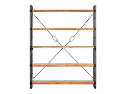 Estantería de 5 niveles madera maciza de acacia 140x30x180 cm