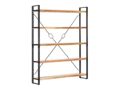 Estantería de 5 niveles madera maciza de acacia 140x30x180 cm