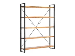 Estantería de 5 niveles madera maciza de acacia 140x30x180 cm