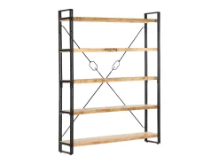 Estantería de 5 niveles madera maciza de mango 140x30x180 cm
