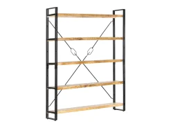 Estantería de 5 niveles madera maciza de mango 140x30x180 cm
