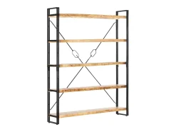 Estantería de 5 niveles madera maciza de mango 140x30x180 cm
