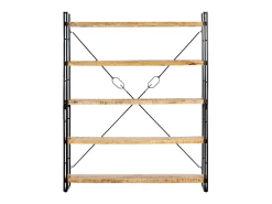 Estantería de 5 niveles madera maciza de mango 140x30x180 cm