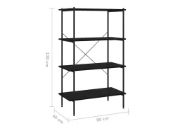 Estantería de 4 niveles negro 80x40x130 cm