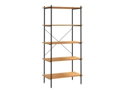 Estantería de 5 niveles negro y roble 80x40x163 cm ES777379
