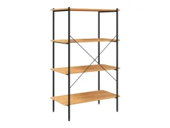 Estantería de 4 niveles negro y roble 80x40x130 cm ES535803