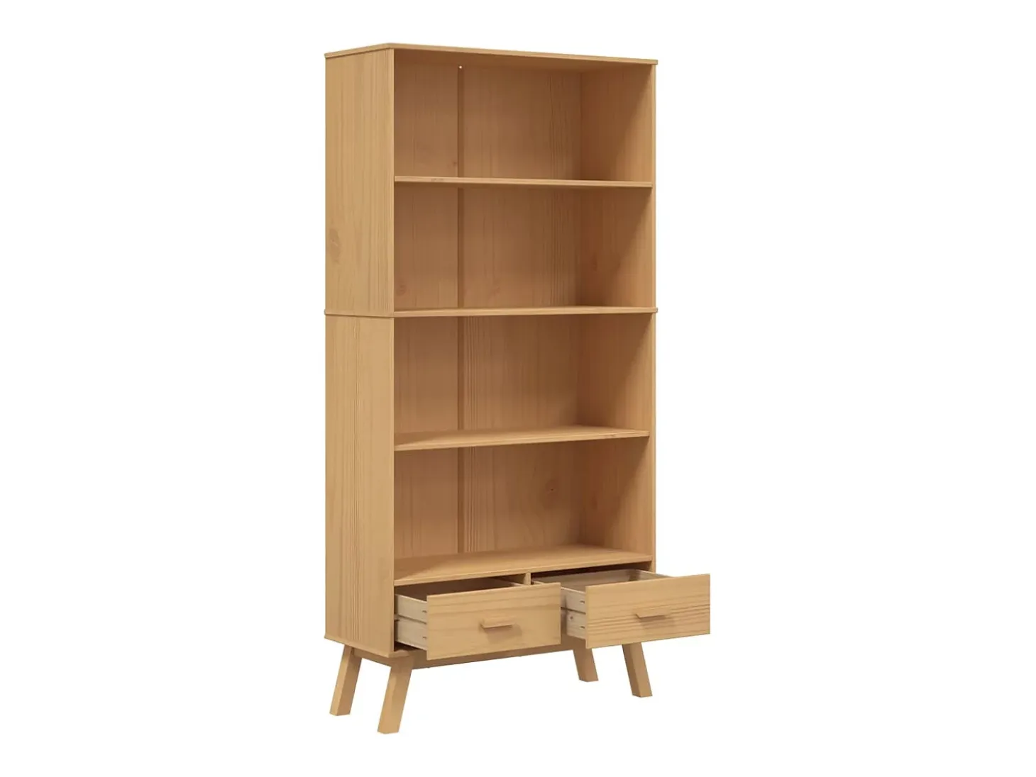 Estantería de 4 niveles OLDEN madera maciza de pino marrón