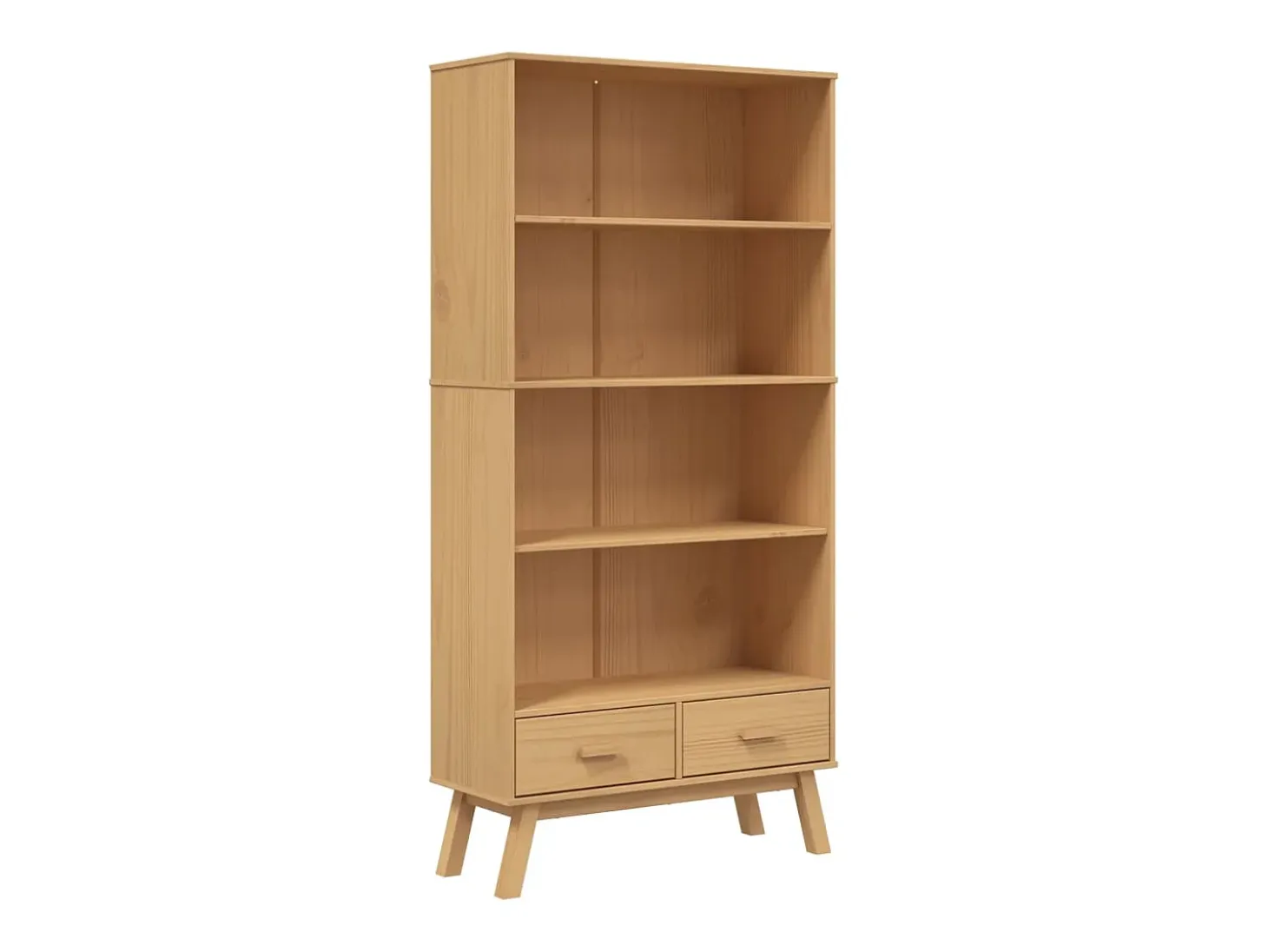 Estantería de 4 niveles OLDEN madera maciza de pino marrón