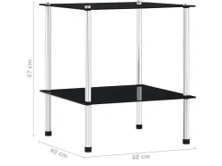 Estantería de 2 niveles vidrio templado negro 40x40x47cm ES854498