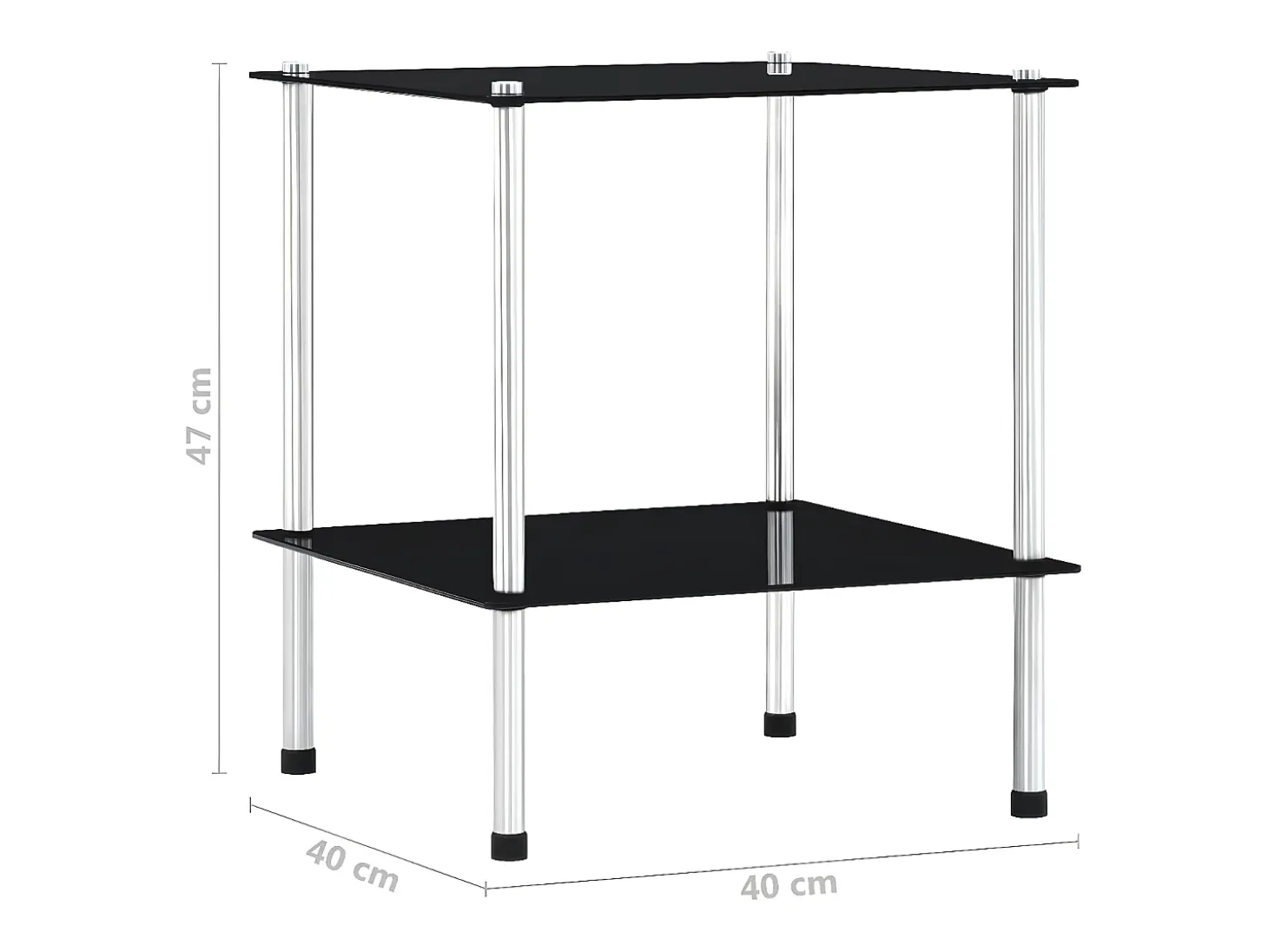 Estantería de 2 niveles vidrio templado negro 40x40x47cm