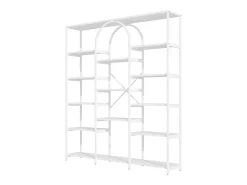 Estantería de acero y MDF de 160 x 30 x 180 cm - Diseño rectangular y arqueado - Color blanco