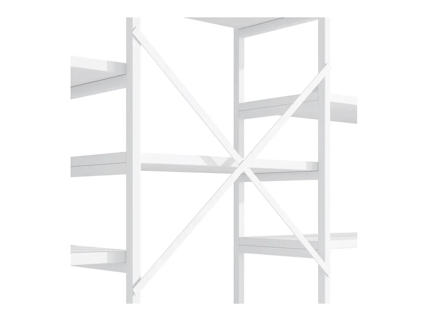 Estantería de acero y MDF de 160 x 30 x 180 cm - Diseño rectangular y arqueado - Color blanco