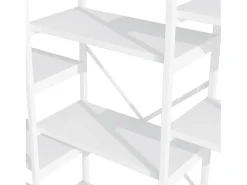 Estantería de acero y MDF de 160 x 30 x 180 cm - Diseño rectangular y arqueado - Color blanco