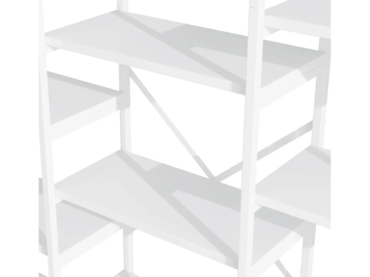 Estantería de acero y MDF de 160 x 30 x 180 cm - Diseño rectangular y arqueado - Color blanco