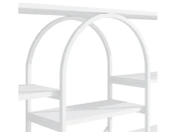 Estantería de acero y MDF de 160 x 30 x 180 cm - Diseño rectangular y arqueado - Color blanco