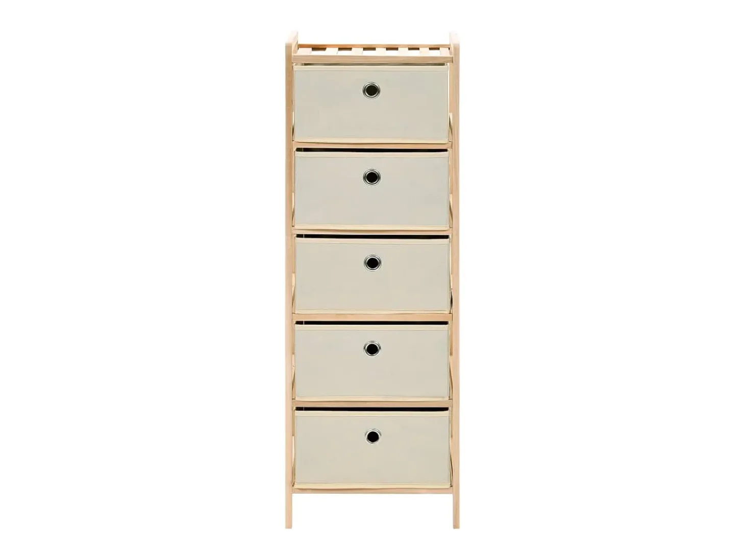 Estantería de almacenaje 5 cestas de tela madera de cedro beige