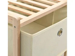 Estantería de almacenaje 5 cestas de tela madera de cedro beige