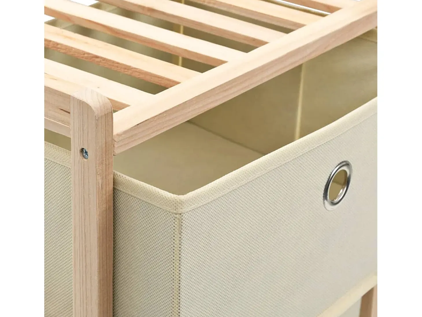 Estantería de almacenaje 5 cestas de tela madera de cedro beige