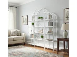 Estantería de almacenaje elegante - 170 x 26 x 190 cm - con 5 estantes de almacenaje - forma de nube - MDF + metal - blanco