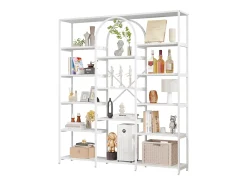 Estantería de almacenaje moderna de estilo minimalista - 160 x 30 x 180 cm - MDF + metal - blanco
