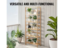 Estantería De Bambú De 6 Niveles SucceBuy, Estantería Tipo Escalera, Estante De Almacenamiento Rectangular