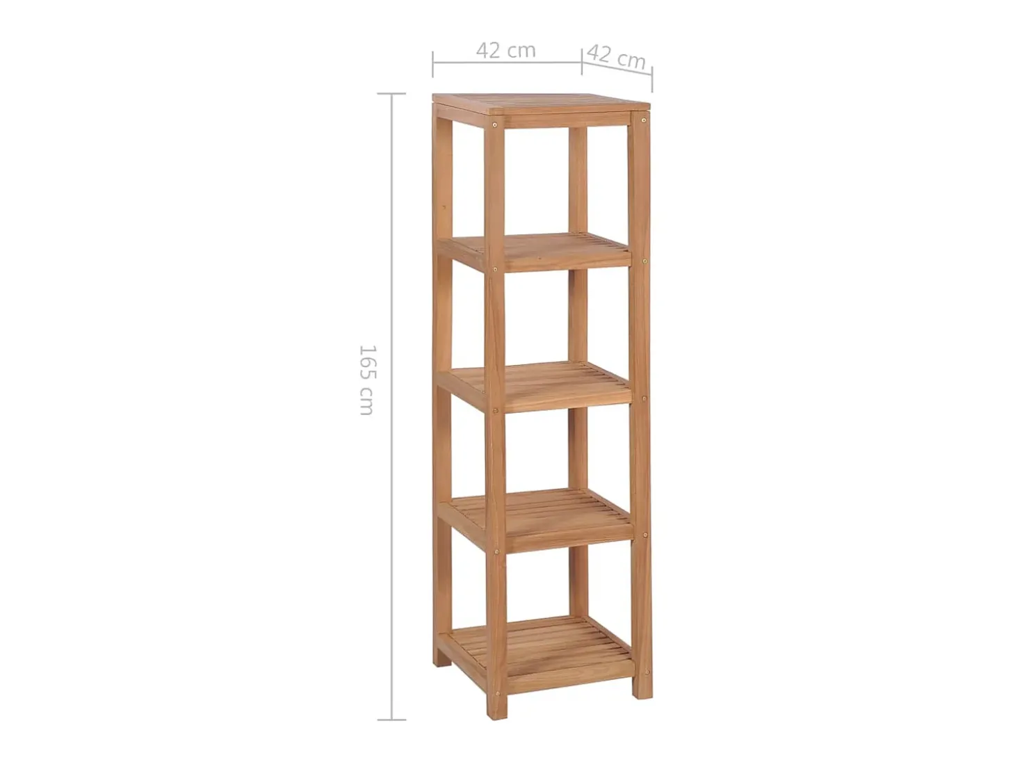 Estantería de baño 4 niveles madera teca maciza 42x42x165 cm