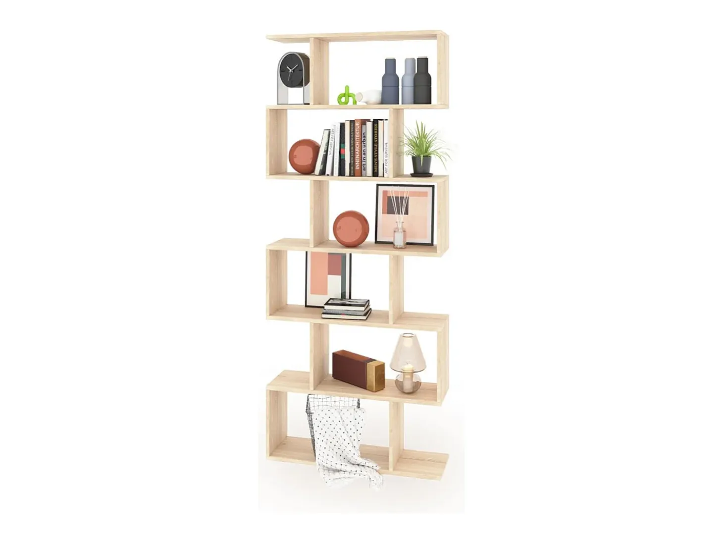 Estantería de diseño escalonado vertical en roble canadian 192 cm Zoe High Roble Canadian
