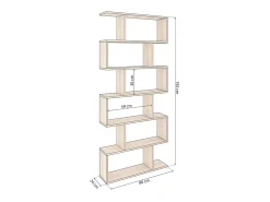 Estantería de diseño escalonado vertical en roble canadian 192 cm Zoe High Roble Canadian