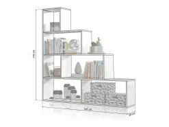 Estantería de diseño escalonado en blanco brillo 145 cm Alice Blanco Brillo