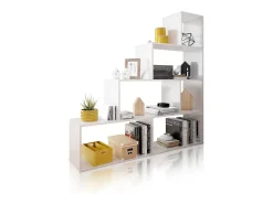 Estantería de diseño escalonado en blanco brillo 145 cm Alice Blanco Brillo