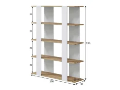 EstanterÃ­a de diseÃ±o nÃ³rdico DEIA tablero de partÃ­culas melaminizado color blanco artik y roble nodi 108x31x136 cm
