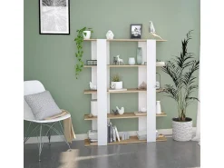 EstanterÃ­a de diseÃ±o nÃ³rdico DEIA tablero de partÃ­culas melaminizado color blanco artik y roble nodi 108x31x136 cm