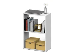 Estantería de Escritorio 2 niveles color Blanco - Altura 75 x Longitud 50 x Profundidad 24.5 cm