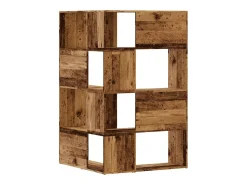 Estantería de esquina 4 niveles madera envejecida 85x85x140 cm