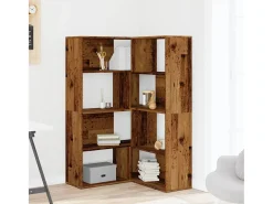 Estantería de esquina 4 niveles madera envejecida 85x85x140 cm