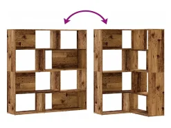 Estantería de esquina 4 niveles madera envejecida 85x85x140 cm