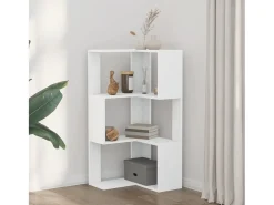 Estantería de esquina 3 niveles madera blanco 50x50x102 cm