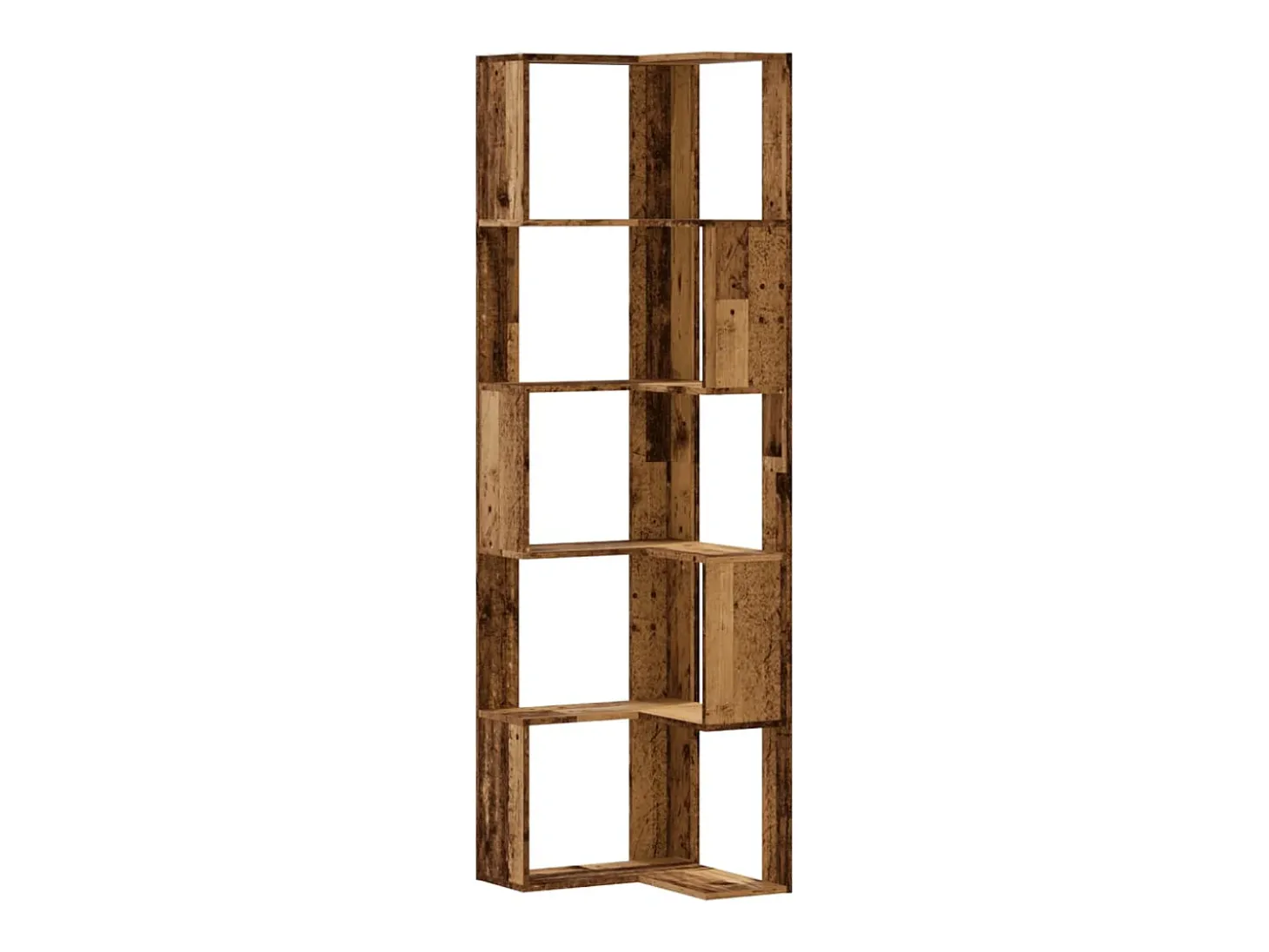 Estantería de esquina 5 niveles madera envejecida 50x50x179 cm