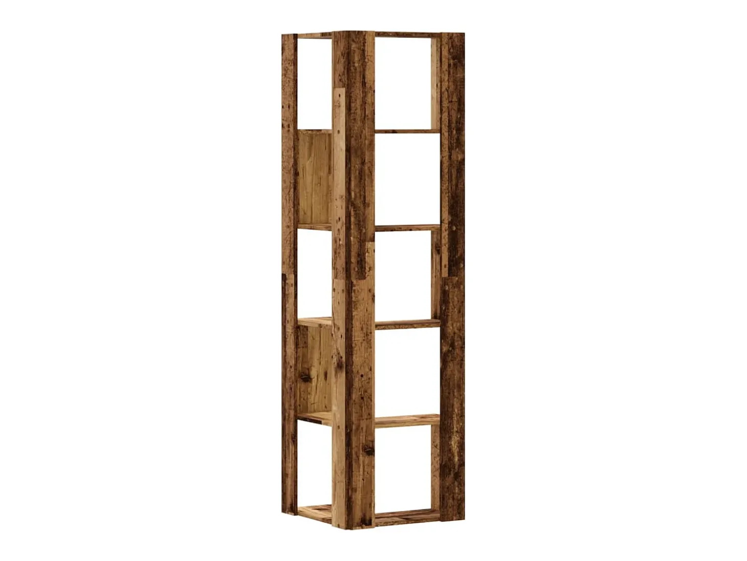 Estantería de esquina 5 niveles madera envejecida 50x50x179 cm