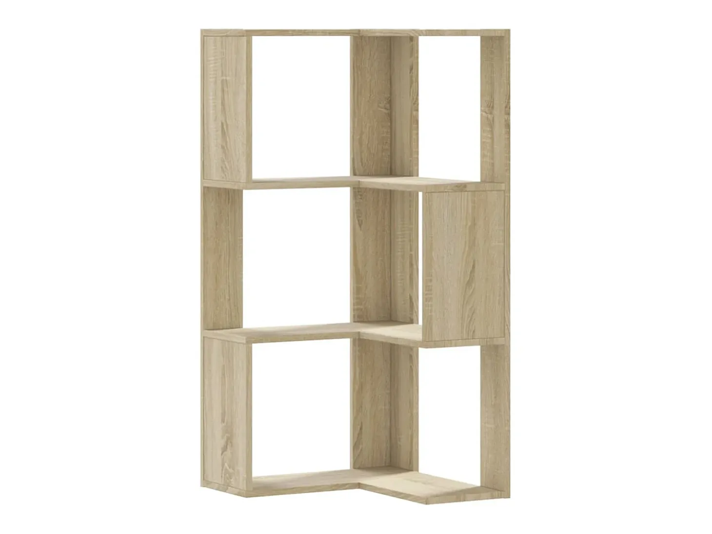Estantería de esquina 3 niveles madera roble Sonoma 50x50x102cm