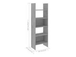 Estantería de madera contrachapada gris hormigón 60x35x180 cm